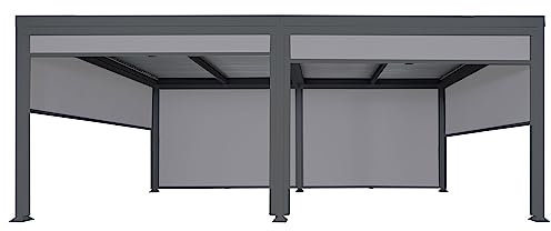 Alu Pergola HWC-L41 mit 6X Seitenwand, Lamellen-Pavillon, stabiles 8cm-Metall-Gestell 3x6m - anthrazit