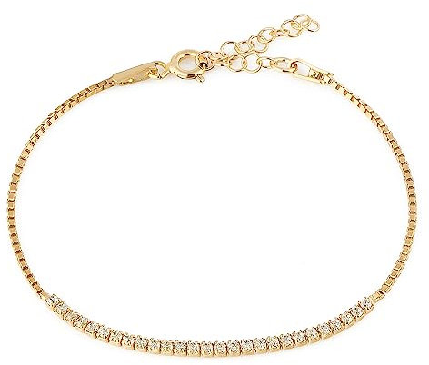 Einzelstück® Tennis Armband Silber 925 I Damen Kristall Armband I 18K Gold Echtschmuck Glitzer Gliederarmband (French Chic Gold Armband)