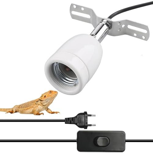 Lotvic Heiz Lampenfassung, E27 Keramik Wärmelampe Lampenfassung, Reptilien Wärmelampe Sockel, Porzellanfassung 360° Drehbar, für Amphibien, Reptilien, Aquarium, Eidechse, Schildkröte, Schlange