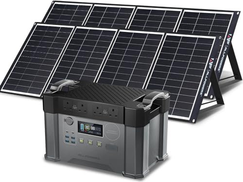 ALLPOWERS S2000 2000W Portable Power Station with 2x 200W Foldable Solar Panel, 4x AC Pure Sine Wave Solar Generator 1500Wh Outdoor Generator Backup Battery Pack for Home Emergency Outdoor RV Camping