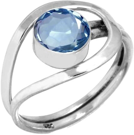 925 Sterling Silber Frau Schmuck Iolith Quarz Ring Größe 70 (22.3) (99139_IOL_R132)