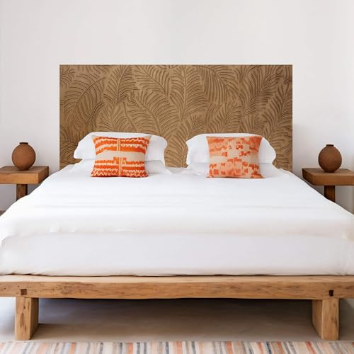 Cabecero de Cama de Madera Calada en Color Roble, 160x80 cm | Fabricación propia en España - Cabezal de madera calada y acabado artesanal