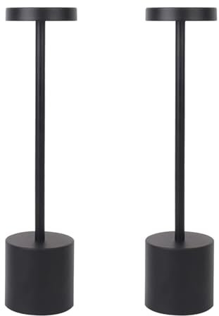 SUAVER Metall Tischlampe, Dimmbare LED Schreibtischlampe mit 3 Lichtfarben Wiederaufladbare Nachttischlampe,Eisen Schreibtischlampe kreative Nachtlicht dekorative Beleuchtung (2PCS Schwarz)