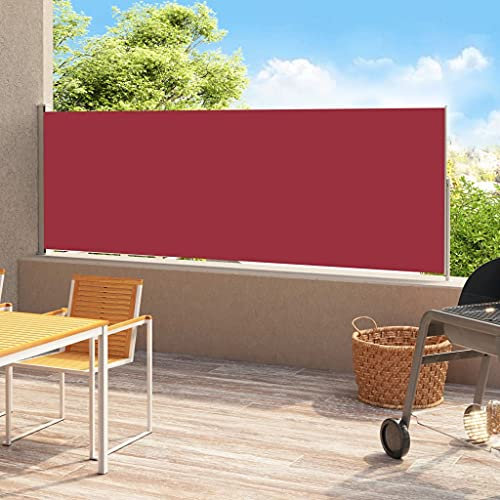 Tidyard Toldo Lateral Retráctil de Patio 180x500 cm Rojo Protección de la privacidad y Viento, Biombo de persiana lateral, refugio solar extensible para exterior, balcón, terraza