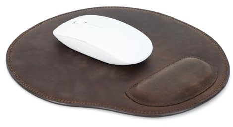 CONTACT'S FAMILY Mauspad mit Handgelenkauflage, echtes Leder, glatt, bequem, mit Handgelenkstütze für PC, Laptop (Kaffee)