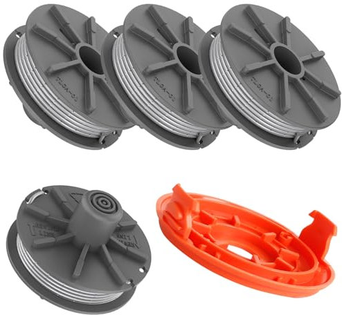 Rasentrimmerspule für Gardena, Ersatzfadenspule 5307-20 für Gardena Trimmer mit 05344-20 Ersatzkappe, kompatibel mit Easycut 400 Art.8846, ComfortCut450 Art.8847 (Spule*4+Kappen*1)