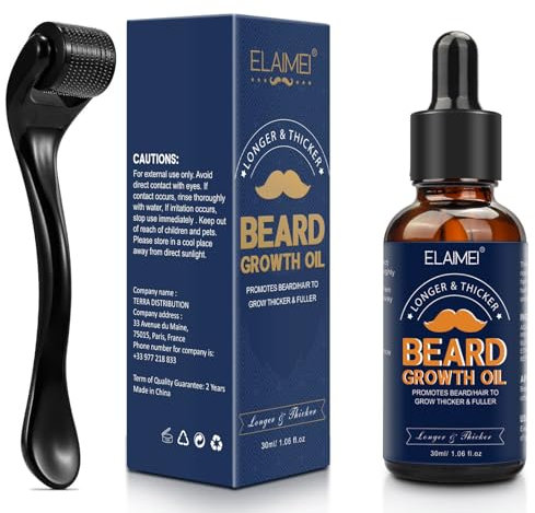 JSBNQRMZ Bartwachstum-Set,0,5 mm Dermaroller Für Bartwachstum,Bartroller Für Haarwachstum Für Männer Und VäTer,Pflege-Werkzeug,Stimuliert Bart,Schnurrbart Und Haarwachstum