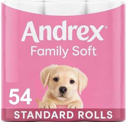 Andrex Gentle Clean Toilet Rolls - 54 Toilet Roll Pack - Bulk Buy Toilet Rolls - Gentle and Soft on Your Family's Skin - Dermatologically Tested
