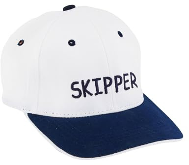 NKlaus Cap aus Baumwolle, Weiß und Blau, Skipper, Bestickt, Retro | Nautische Mütze