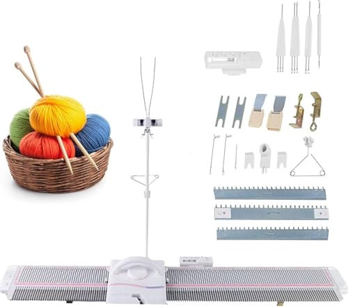 DPQYJPP Macchina Maglieria Automatica,Lk150 6.5mm Medio 150 Aghi Macchina Maglieria Intelligente Macchina Portatile Telaio Casa Maglieria in Plastica Bambini Adulti