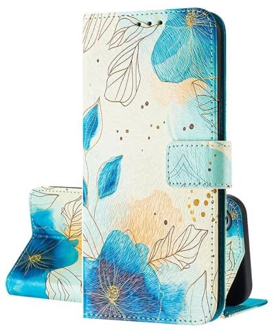 SEHEYA Handyhülle für Samsung Galaxy J6 2018 Hülle PU Leder Handy Klapphülle mit süßes Motive Design Stoßfest Flip Case Brieftasche Schutzhülle Cover, Blau Blume