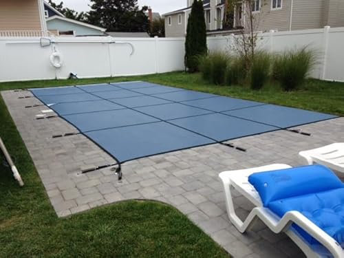 Cubierta de Seguridad Para Piscina Cubiertas Para Piscinas Enterradas De Invierno De Alta Resistencia, Cubierta De Manta Solar Elástica Rectangular, Malla De Protección De Piscina Azul Sólido / Cubier