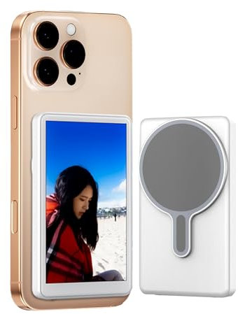 LX-VIECKDUN 4K 30FPS Phone Wireless Recording Magnetic Phone Vlog Selfie Monitor Screen Bluetooth Remote Control iPhone Rear Camera Selfie Accessory for Selfie Vlog TikTok Live Stream Quick Connect
