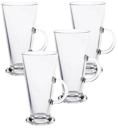 KUKUUU Tazas de café de cristal con asa, vasos for bebidas(Tall Glasses)