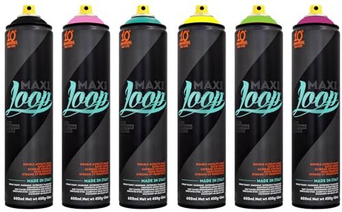 Late Night Action Pack - Sprühdosen Set Maxi Loop - Colors 6 x 600ml - Profi Acryl Spraydosen für Graffiti, Street Art & DIY – Hochdeckend, Schnelltrocknend mit Astro Fatcaps