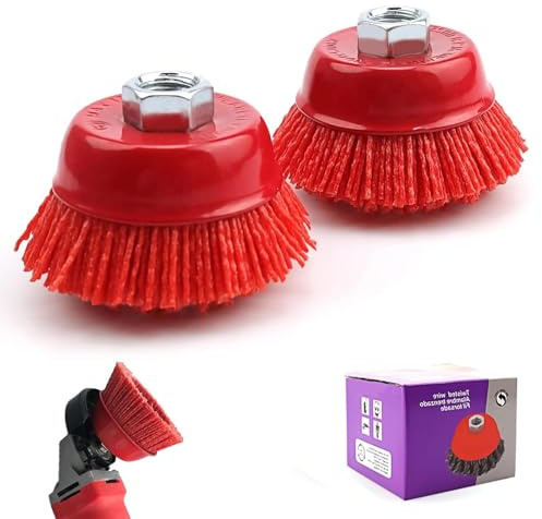 DIYCUT 2 Stück M14 Nylonbürste Bohrmaschine, Durchmesser 65mm Nylonbürste | Schleiffilament-Topfbürste, Topfbürste Winkelschleifer, für Entgraten, Rostentfernung und Lackentfernung