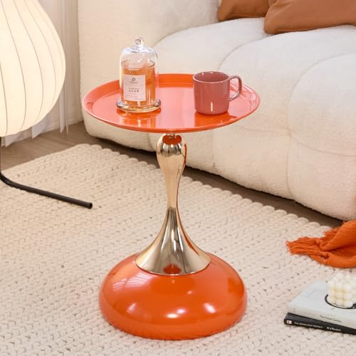 Table d'appoint élégante en forme de sablier – Design moderne et élégant, parfaite pour les salons, les cafés, les salles à manger, les chambres et l'extérieur – Accent décoratif chic (1, orange