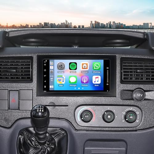 4+64GB Android 14 Car Stereo Radio for Ford Transit, 7 inch TouchScreen Display Radio Multimedia Player Head Unit with Carplay Android Auto GPS Navigation SWC FM RDS Mirror Link