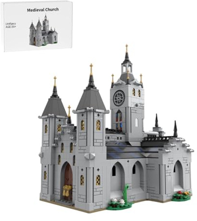 Mittelalterliche MOC, 1445 Teile DIY eine Kirche Vintage Klemmbausteine Set, Wohnraumdekoration Sammlerstück Geschenk für Erwachsene, MOC-192638