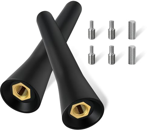 2Pack Car Antenna, Car Stubby Aerial AM/FM 6.5cm Mini Car Radio Small Short Roof Mast, Radio Universal Replacement with Stainless Steel Construction, Small Roof Antenna for Hatchback Truck Van