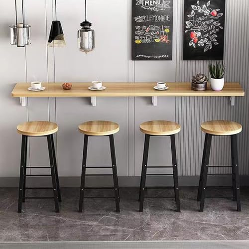 Klapptisch zur Wandmontage, Holz-Tisch mit Metallstütze, platzsparender Schreibtisch für Wohnzimmer/Schlafzimmer/Heimbüro (helles Walnussholz, 130 x 30 cm)