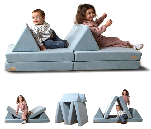 Baby Elegance Lil Elle Kids Sofa Bed, Modular 4-Piece Play Couch (Blue)