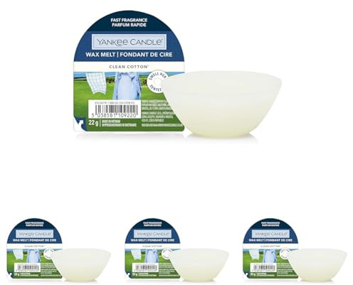Yankee Candle fondants de cire | Coton frais | Jusqu'à 8 heures de parfum | 1 unité (Lot de 4)