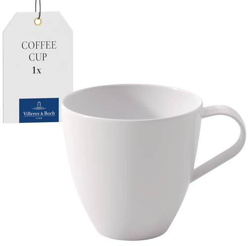 Villeroy & Boch – Pura Kaffeetasse, ca. 10,5 × 8 × 7,6 cm, Reinweiß, spülmaschinenfest & mikrowellensicher, fließende Form, Premium Bone Porzellan made in Germany