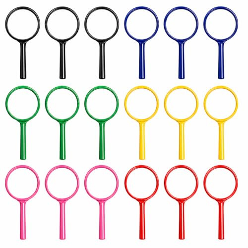 18 Mini Loupes 5X Colorées, Loupes à Main pour Observation et Nature | Observer les détails facilement – 18 mini loupes 5X en 6 couleurs pour nature, objets, ateliers et activités de groupe