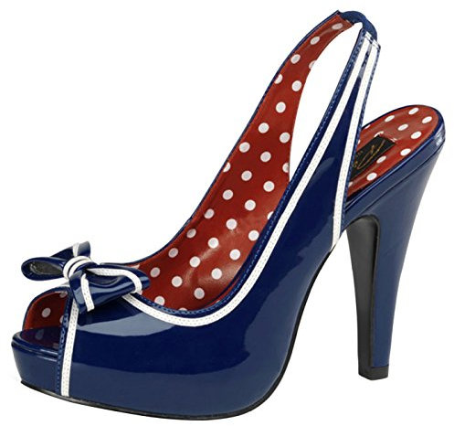 Pin Up Couture - Retro Foodwear Plateau Sandaletten Bettie-05 Blau, EU 38