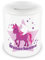 Samunshi® Kinder Spardose mit Namen und Lila Einhorn als Motiv für Kinder - Jungen und Mädchen Sparschwein weiß