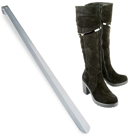 Relaxdays Chausse-Pied, Chaussepied, Chausse-Pieds en métal, Métallique, Chaussures, Fer, 70 cm de Long, Stable, argenté