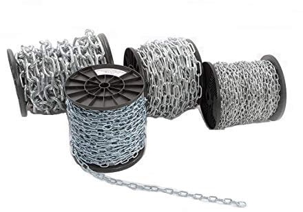 Strong Heavy Duty Steel Chain BZP Bright Zinc Plated Side Welded Security Links (1m, 6mm)