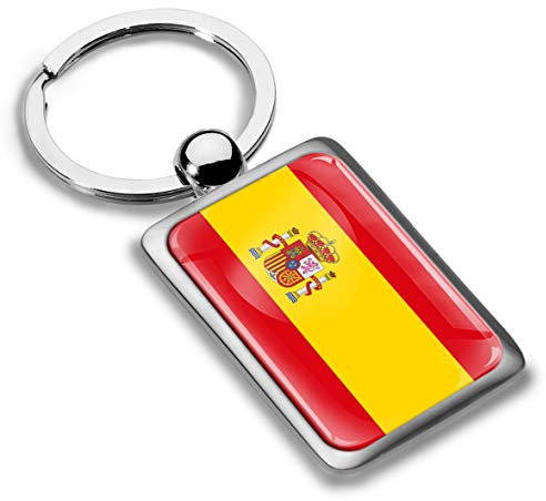 Biomar Labs® Llavero de Regalo 3D Metal con Diseño de Bandera de España Spain Flag Keyring KK 215