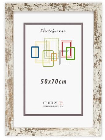 CHELY INTERMARKET Marco de Fotos 50x70cm (Vintage) MOD-204 Hecho de Madera, Ancho de moldura 3cm