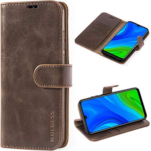 Mulbess Retro Handyhülle für Huawei P Smart 2020 Hülle Leder, Handmade Magnetische Klapphülle mit TPU Stoßfeste, Kartensteckplatz, Vintage Kaffee Braun