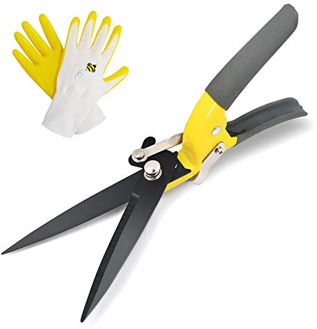 JARDINEER Sharp Grass Shears, Grass Clippers Handheld, Manual Grass Cutter Edging Shears for Lawn Garden