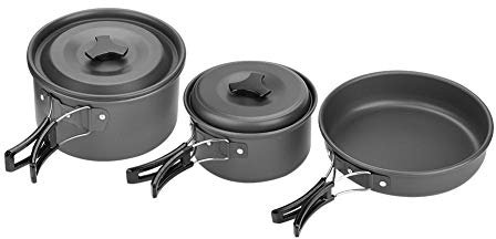Pentole da Campeggio Keenso, Set da Cucina per Barbecue da Picnic da Campeggio all'aperto per 2-3 Persone