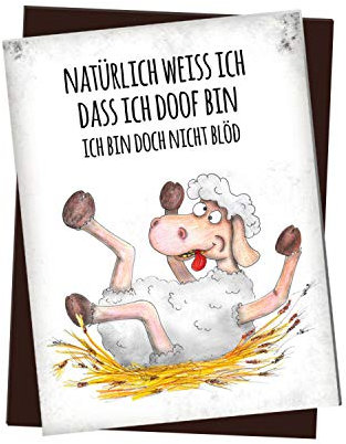 Kühlschrankmagnet mit Schaf Motiv und Spruch: Natürlich weiß ich DASS ich doof Bin. Ich Bin ja Nicht blöd.