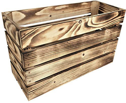 sunnypillow Geflammt Holzkisten 50 x 20 x 30 cm Massive Weinkisten in vielen Farben zur Auswahl Holz Kisten Obstkisten Apfelkisten, Holzregal