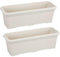 Jardinera Balcón, Maceta 54 cm. Largo, Set 2 Unidades, Efecto Mimbre, 12 litros (Blanco)
