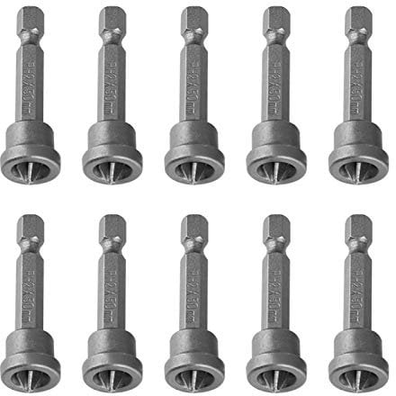 10Pcs Screwdriver Bits 50mm PH2 Hex Shank Magnetic Screwdriver Bits Set for Drywall Plasterboard Locating