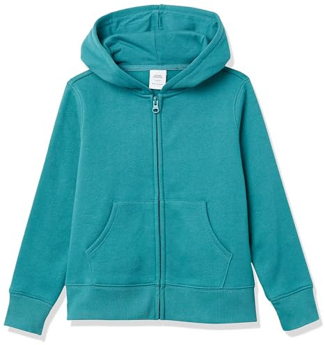 Amazon Essentials Girls' Fleece Zip-Up Hoodie Sweatshirt, Teal Blue, 5 Years