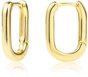 ALEXCRAFT Eckig Creolen Gold Klein Hypoallergen Ovale U-förmige Huggie Vergoldete Ohrringe für Damen