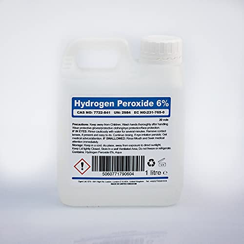Hydrogen Peroxide 6% 20 Vols. 50ml 500ml 1L 5L Litre for Cleaning Disinfecting Bleaching (1L)
