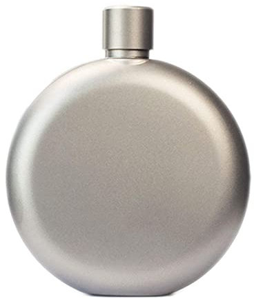 qiuqiu Flacon D'extérieur en Titane Pur, Petit Flacon Rond Plat, Bouteille De Vin Portable en Titane, Bouteille De Vin Portable De Camping, Flacon De Hanche Plat Rond en Métal