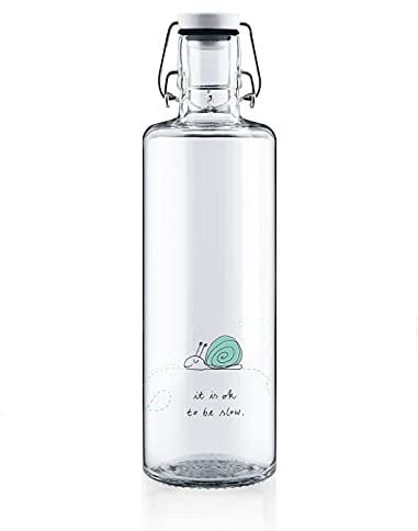 soulbottles 1,0l • Ok to be slow • Trinkflasche aus Glas • plastikfrei, nachhaltig, vegan