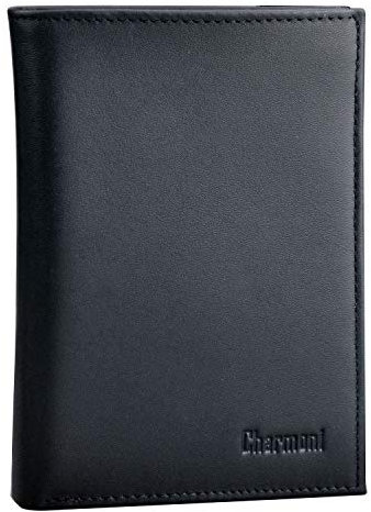 Charmoni Grand Classique Portefeuille en Cuir Protection RFID Blocage Homme (12V RFID Bleu)