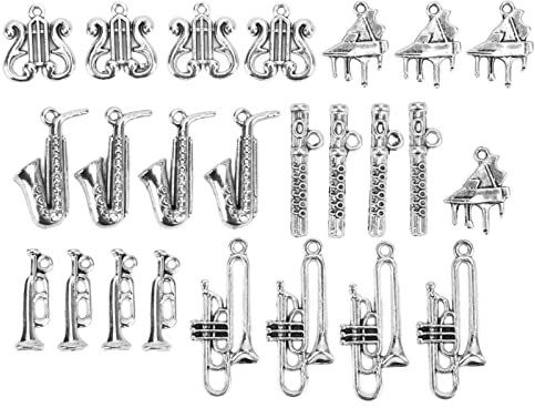 Musik-Charms, 24 Stück Musiknoten-Charm-Anhänger zum Basteln, Musikinstrument-Noten-Anhänger, Schmuckzubehör, DIY-Herstellung