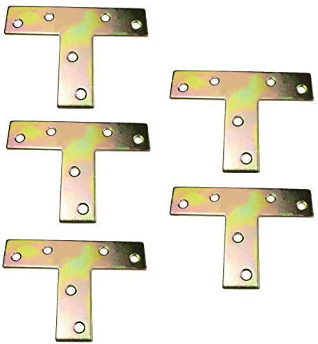 AERZETIX - C58423 - Juego de 5 Placas de montaje en forma de T perforadas 70x50x16x2mm - 6 agujeros x Ø4mm - en acero galvanizado